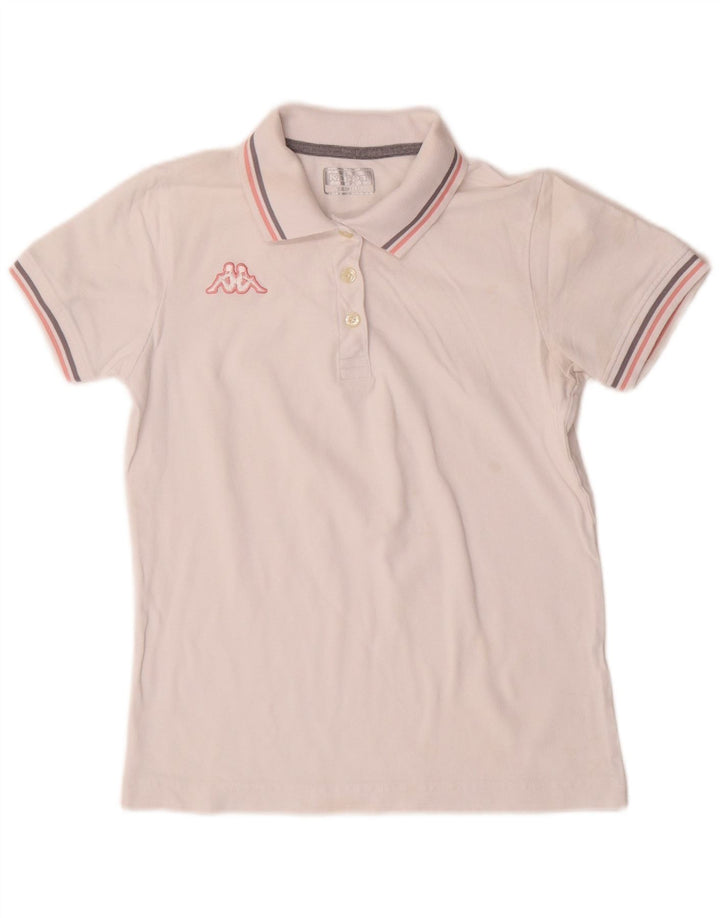 KAPPA Polo para mujer UK 12 Medium Blanco