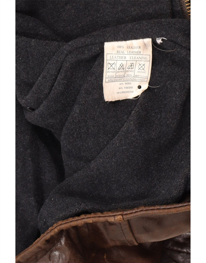 Chaqueta de cuero vintage para hombre IT 54 2XL cuero marrón