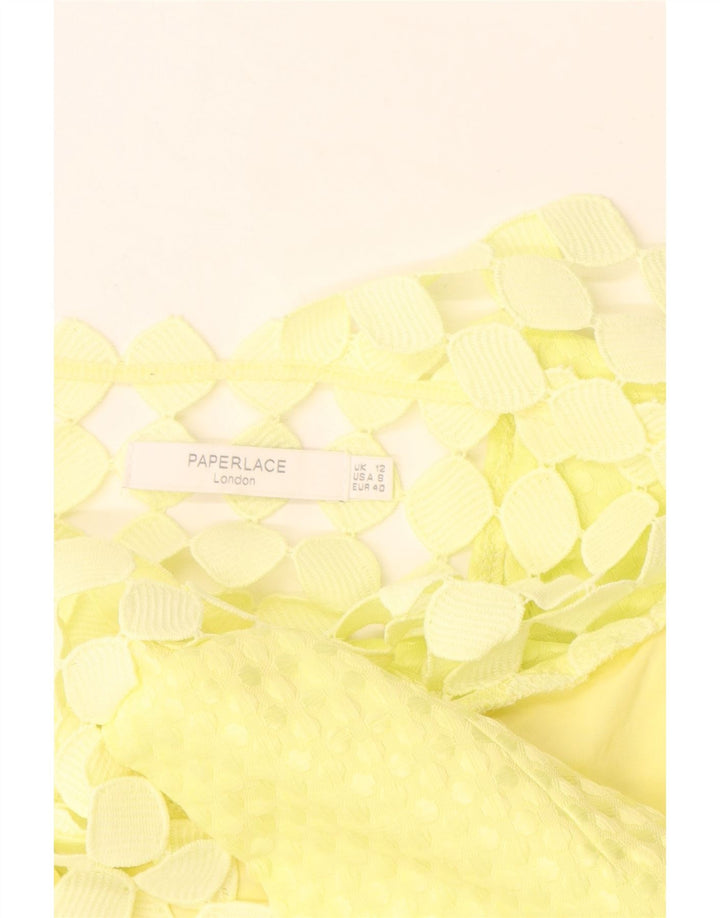 Paperlace Vestido acampanado sin mangas para mujer UK 42 Poliéster amarillo medio