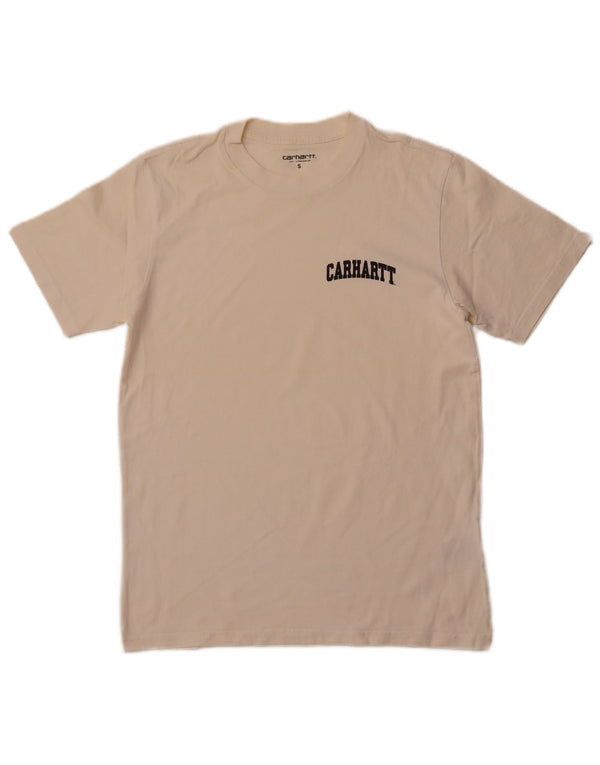 CARHARTT Camiseta gráfica para hombre Top pequeño de algodón blanco roto