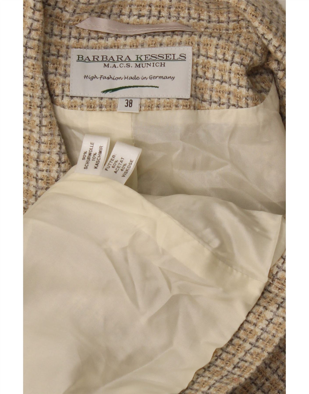 Barbara Kessels Chaqueta tipo blazer de 4 botones para mujer EU 38 Lana a cuadros beige mediana