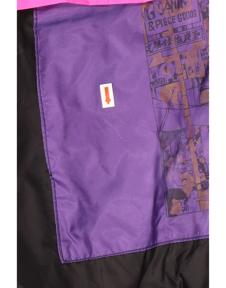 VINTAGE Chaqueta Anorak con capucha para hombre Reino Unido 38 Poliamida en bloque de color negro medio