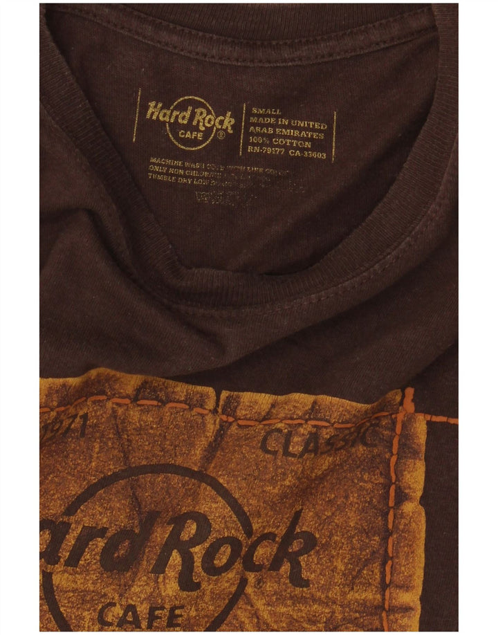 Hard Rock Cafe Mens Malta Graphic Camiseta Top Pequeño Algodón Marrón