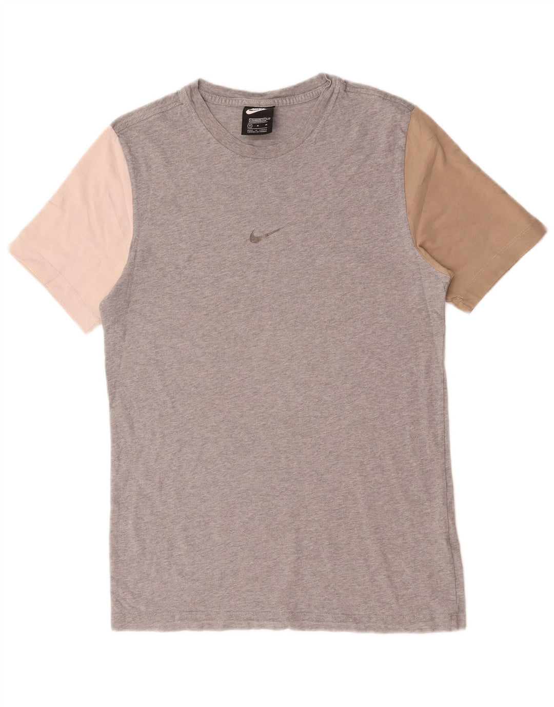 Camiseta Nike de corte estándar para hombre, parte superior de algodón color block en gris medio