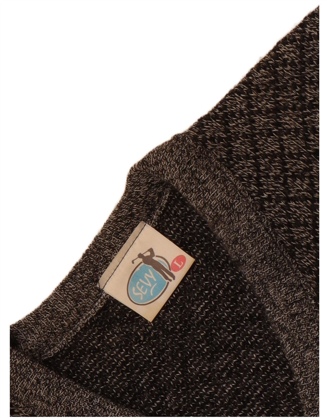 Vintage hombres V-cuello jumper suéter grande gris geométrico acrílico