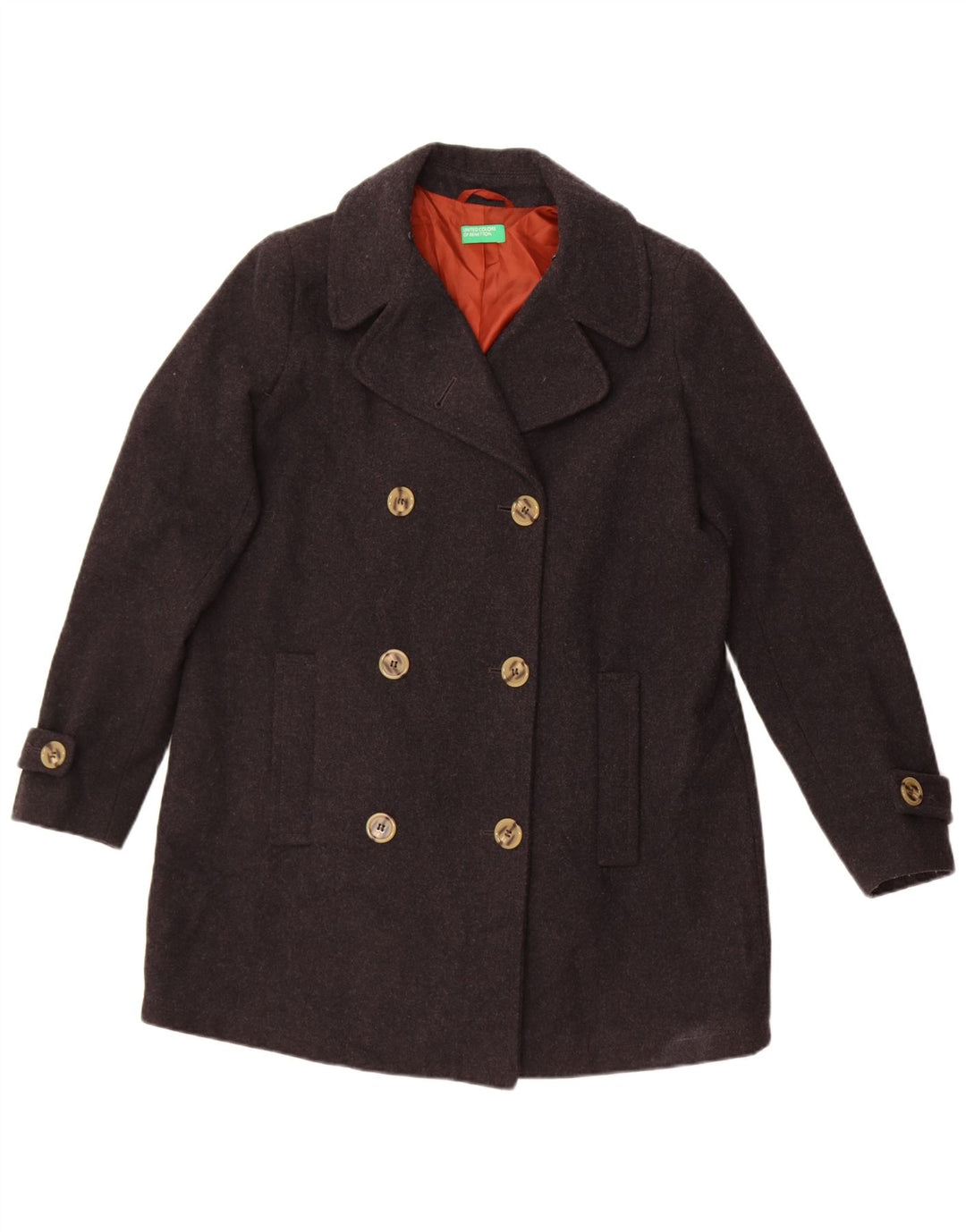Benetton Chaquetón Extragrande De Mujer UK 40 Small Lana Gris