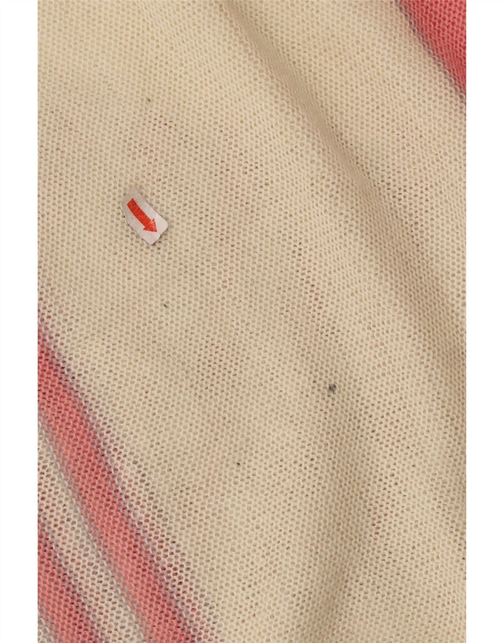 VINTAGE Mujer Barco Cuello Jersey Suéter Reino Unido 14 Bloque de color rosa medio