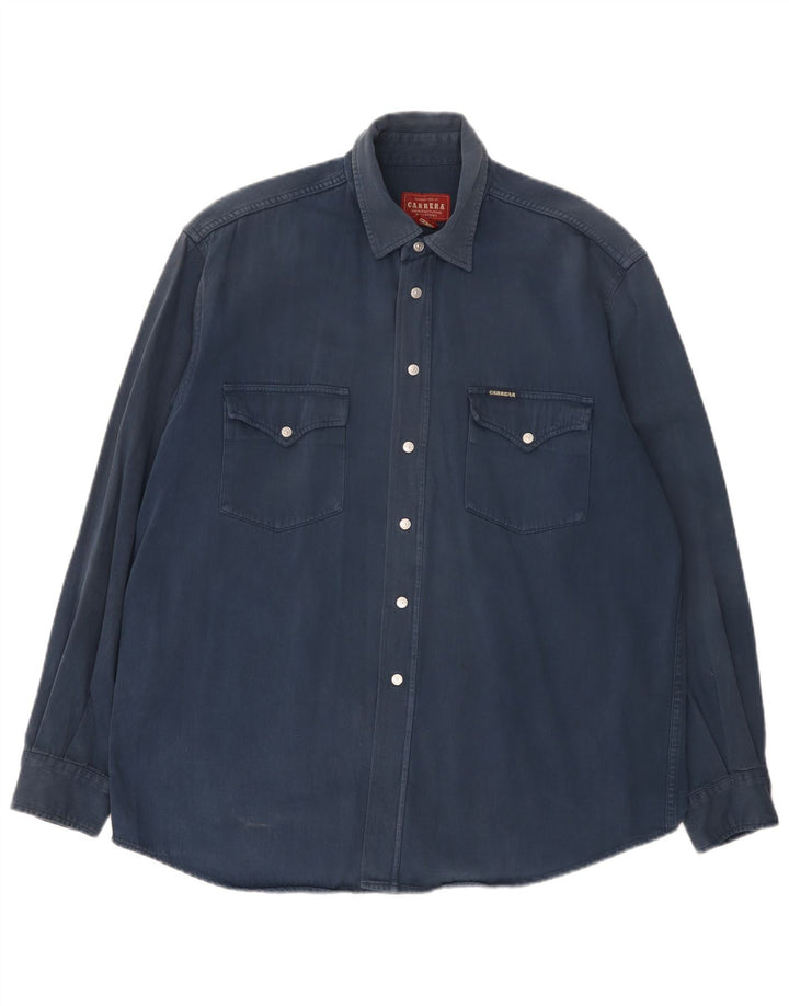 Carrera Camisa Vaquera Hombre Talla 41/42 Grande Azul Marino Algodón