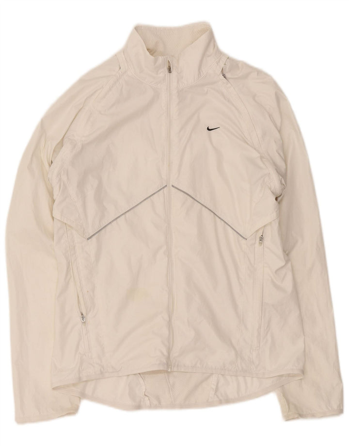 Nike - Chaqueta de chándal para mujer, talla 10/12, poliéster blanco mediano