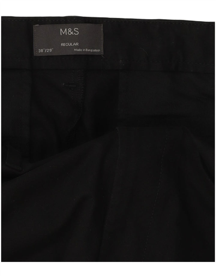 Marks & Spencer Pantalón chino de corte regular para hombre W38 L29 Algodón negro