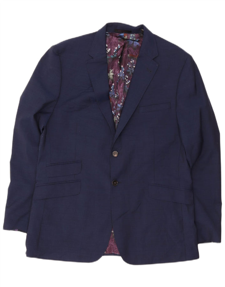 Ted Baker Chaqueta tipo blazer de 2 botones para hombre UK 44 2XL Lana azul marino