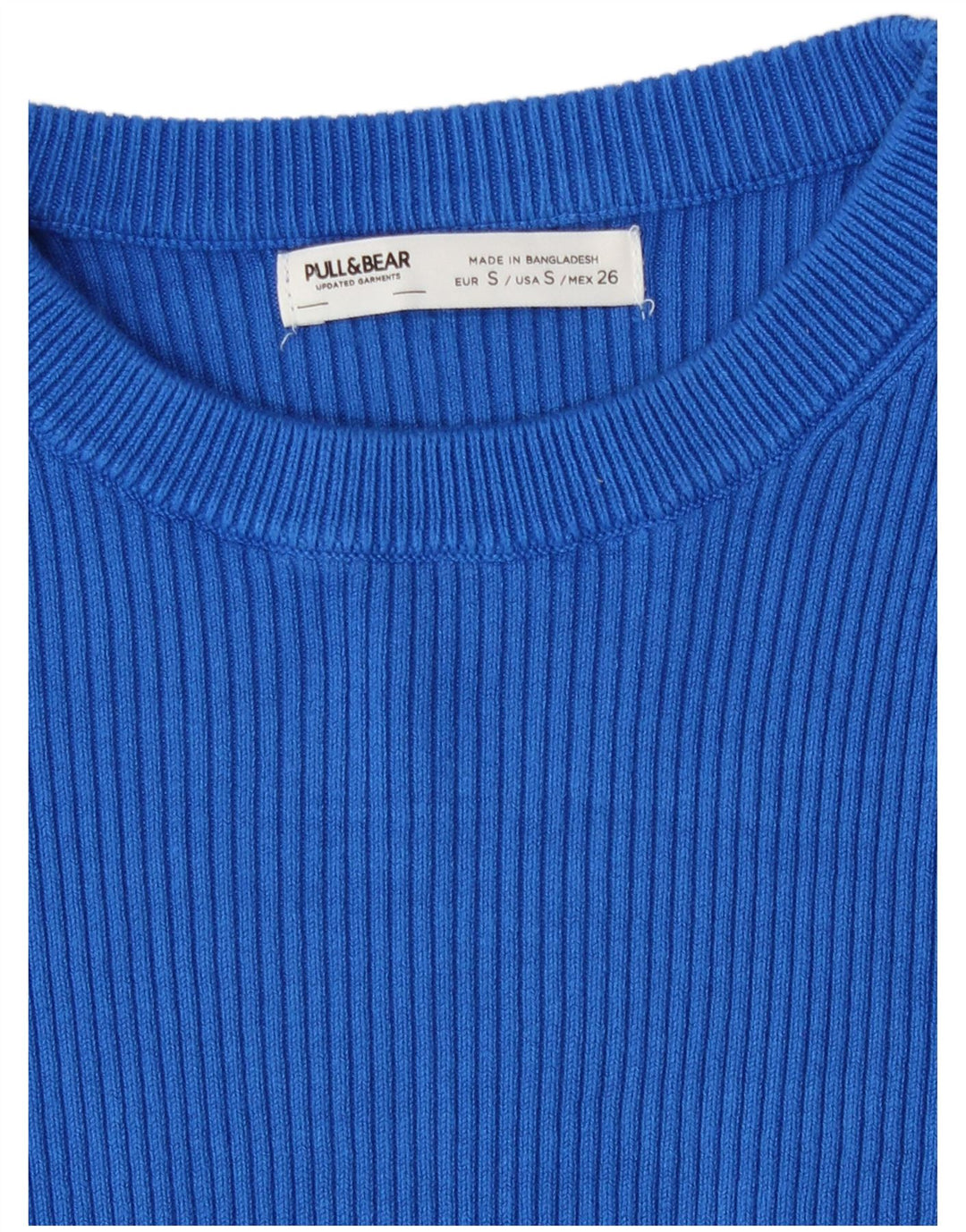 Pull & Bear Suéter corto con cuello barco para mujer UK 8 Small Azul