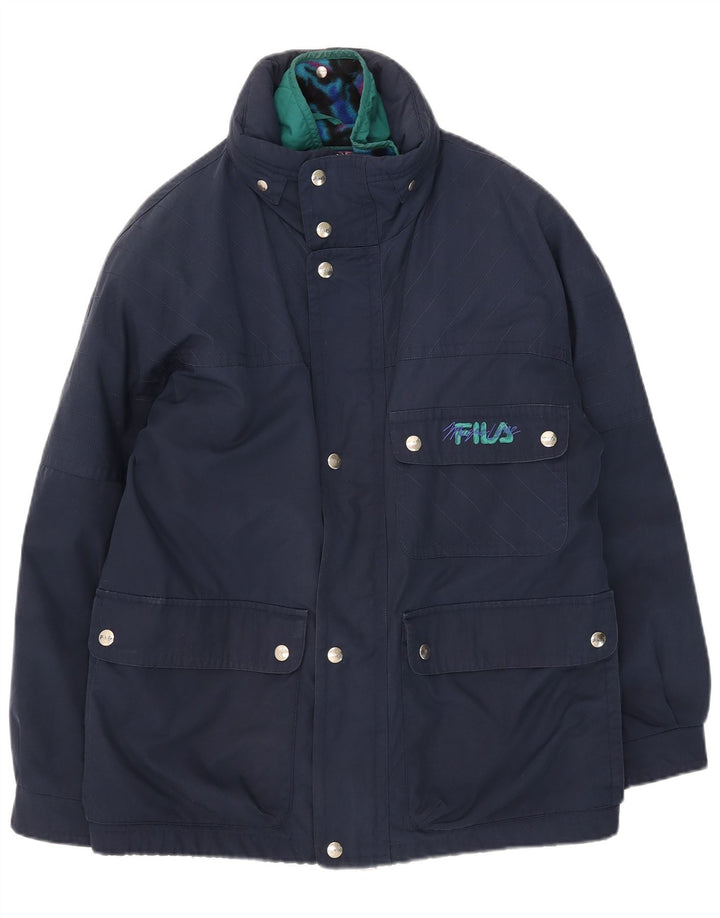 Fila Chaqueta utilitaria con capucha para hombre Reino Unido 40 Grande Poliéster azul marino