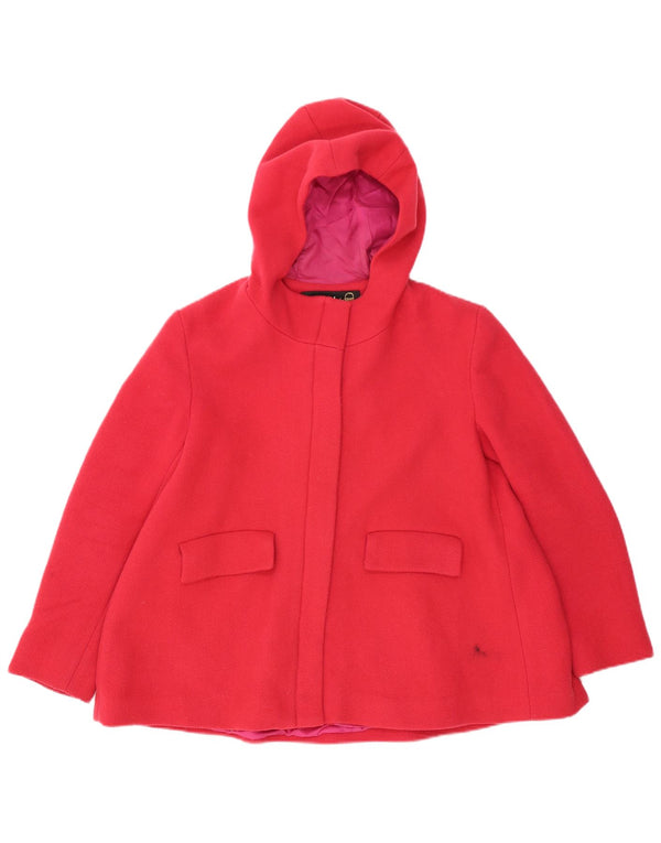 Abrigo Desigual Mujer Corto Con Capucha EU 40 Lana Rosa Mediana