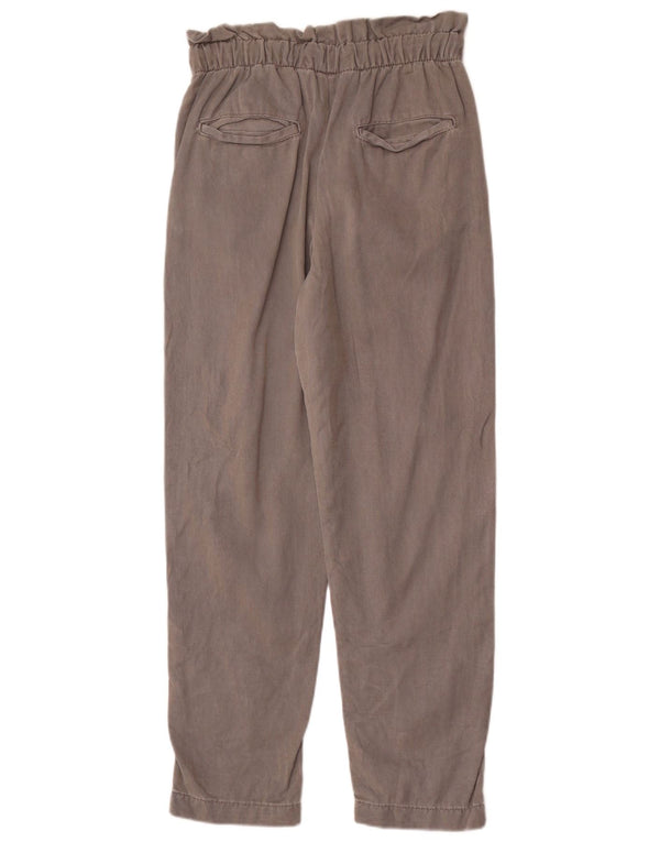 Zara Mujer Pantalones Casuales Cónicos De Cintura Alta XS W24 L27 Gris Lyocell
