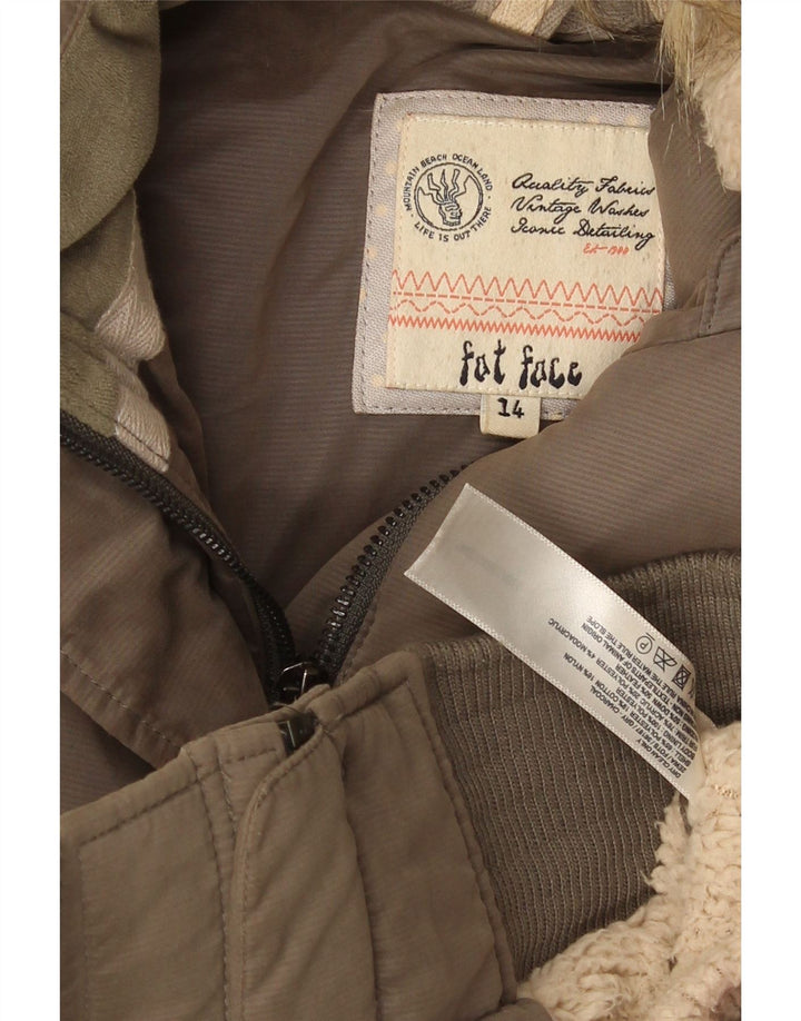 Chaqueta acolchada con capucha para mujer Fat Face UK 44 Poliéster caqui medio