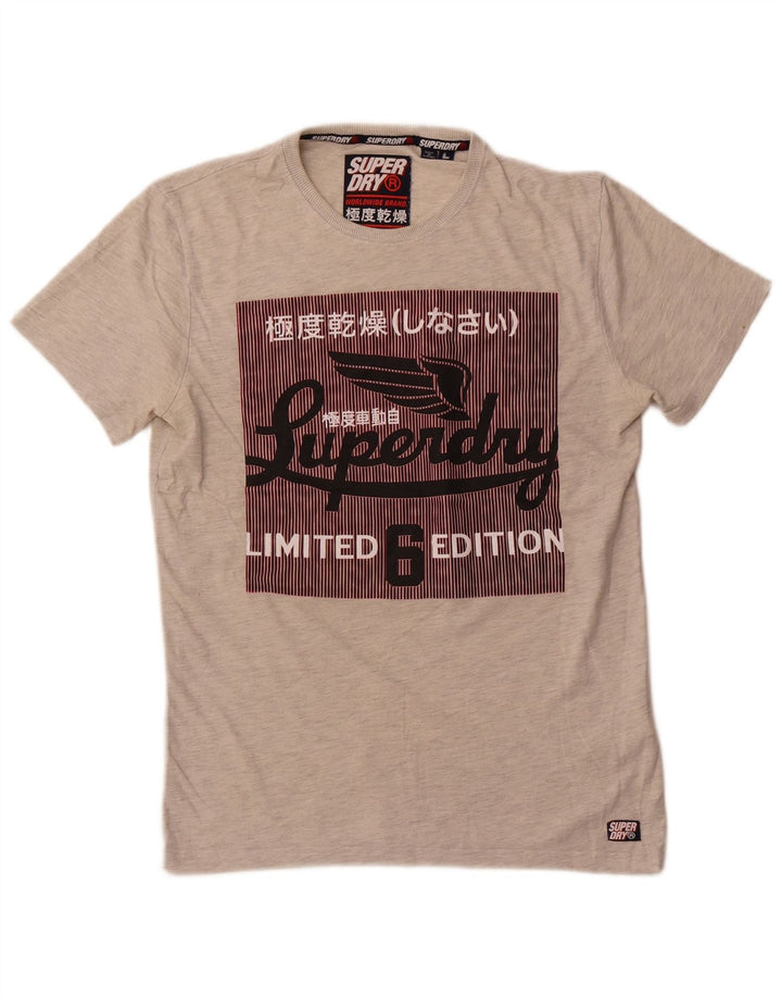Superdry Camiseta con gráfico de edición limitada para hombre, talla grande, algodón gris