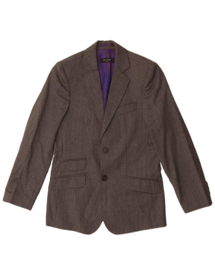 Ted Baker Chaqueta tipo blazer de 2 botones para niños 9-10 años Lana virgen gris
