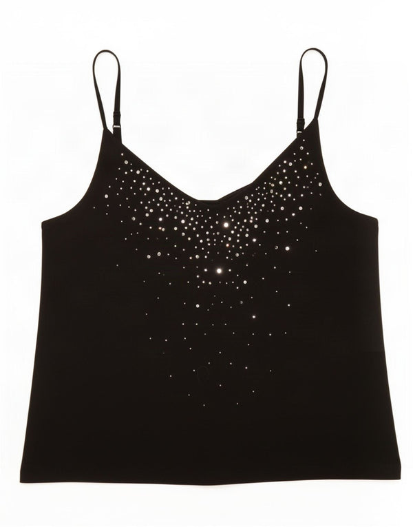 Marks & Spencer Top corto de tirantes para mujer UK 44 Viscosa negra mediana