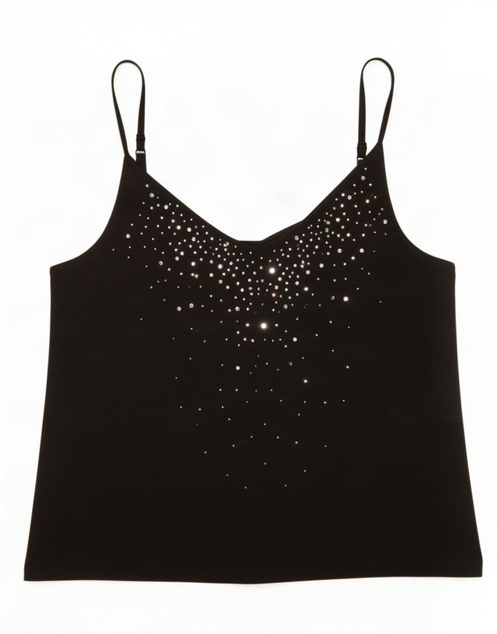Marks & Spencer Top corto de tirantes para mujer UK 44 Viscosa negra mediana