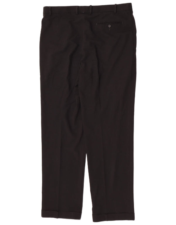 Marks & Spencer Pantalón de traje regular para hombre W38 L33 Poliéster negro