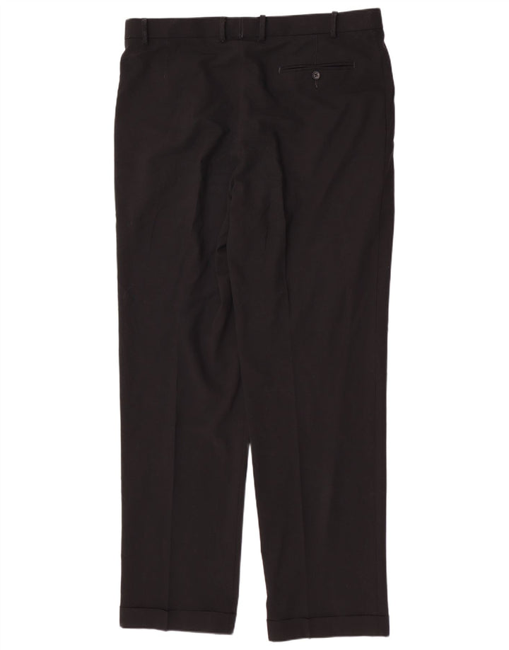 Marks & Spencer Pantalón de traje regular para hombre W38 L33 Poliéster negro