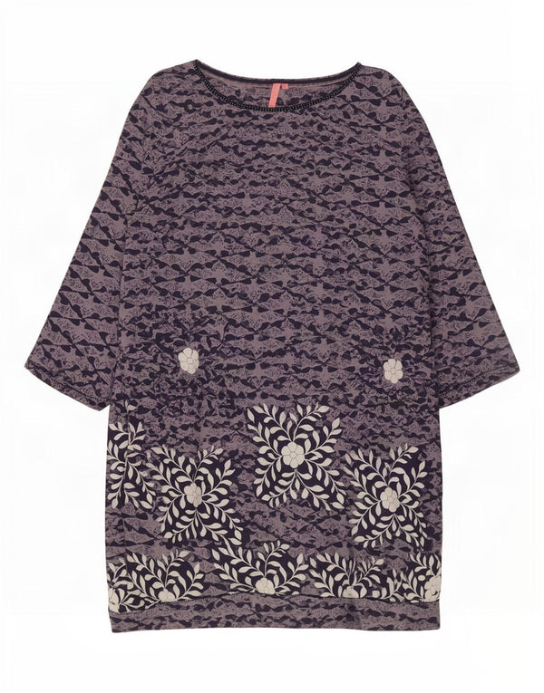 White Stuff Vestido recto de manga 3/4 para mujer UK 42 Algodón floral azul medio