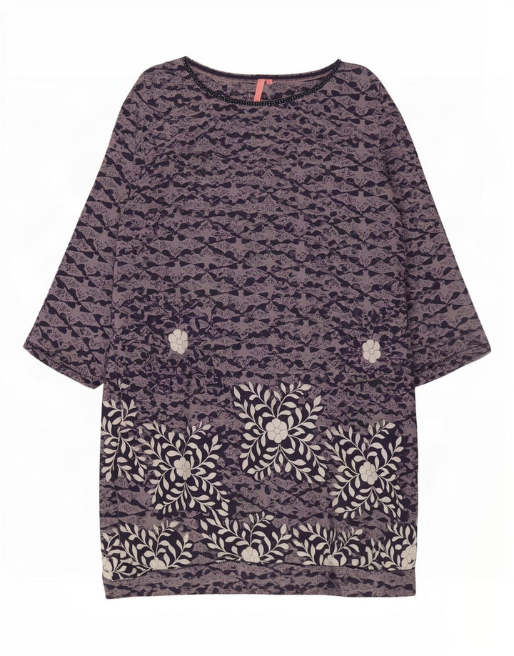 White Stuff Vestido recto de manga 3/4 para mujer UK 42 Algodón floral azul medio
