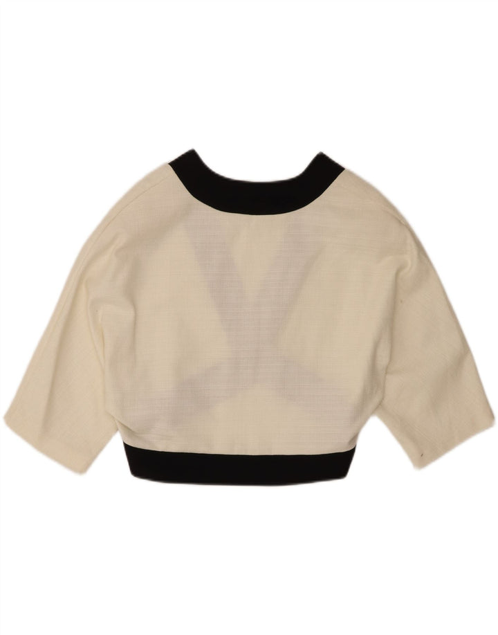 Vintage mujer Bolero Top EU 44 XL de algodón blanco