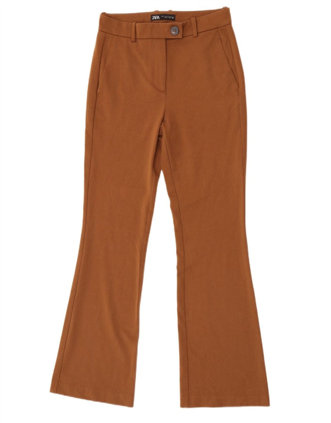 Zara Mujer Pantalón Chino Acampanado Pequeño W26 L32 Poliéster Marrón