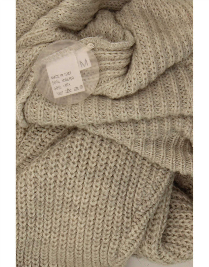 Vintage hombres Cardigan suéter medio gris acrílico