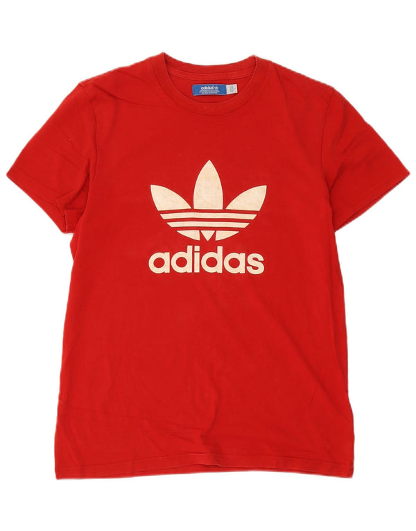 Adidas - Camiseta gráfica para hombre, talla pequeña, algodón rojo