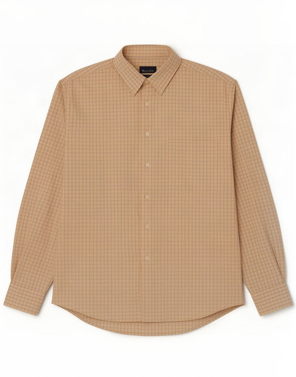 Camisa Massimo Dutti Hombre Talla 42 Algodón Cuadros Amarillo Grande