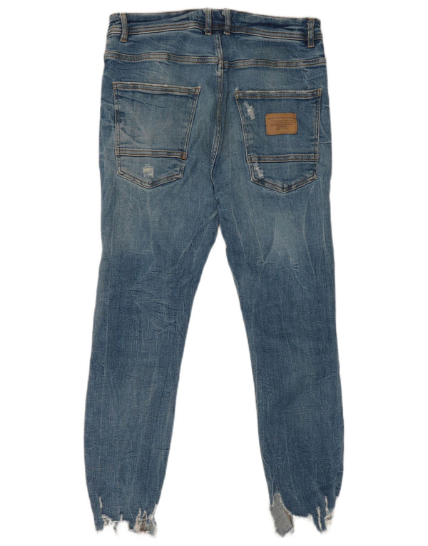 Zara Jeans ajustados desgastados para hombre EU 42 Large W32 L25 Algodón azul