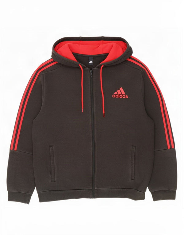 Adidas - Sudadera con capucha y cremallera para hombre, talla 2XL, color negro