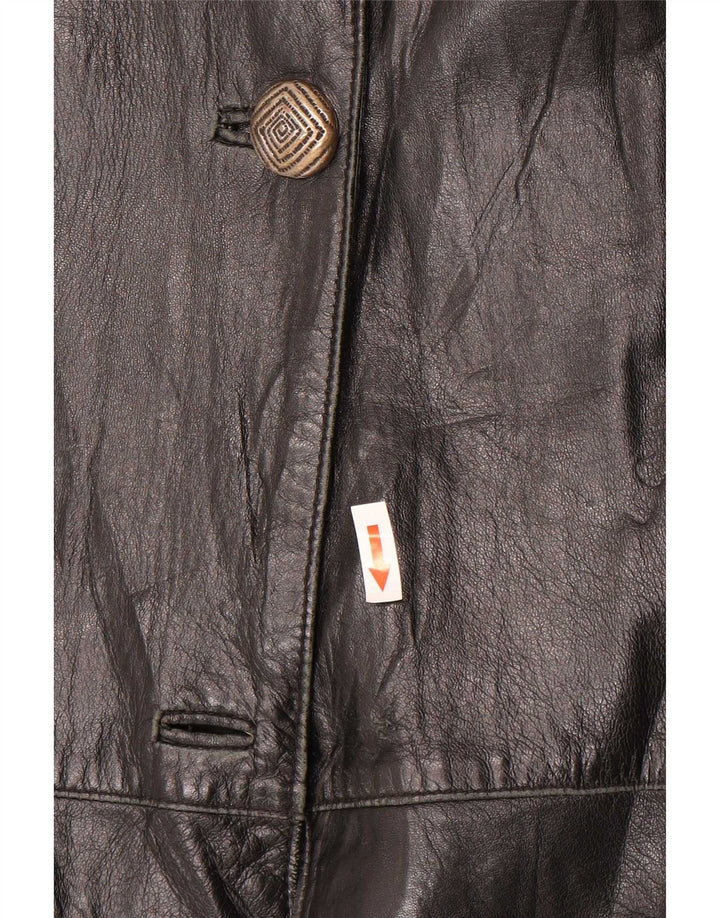 Vintage mujer abrigo de cuero de gran tamaño IT 46 Grande Negro