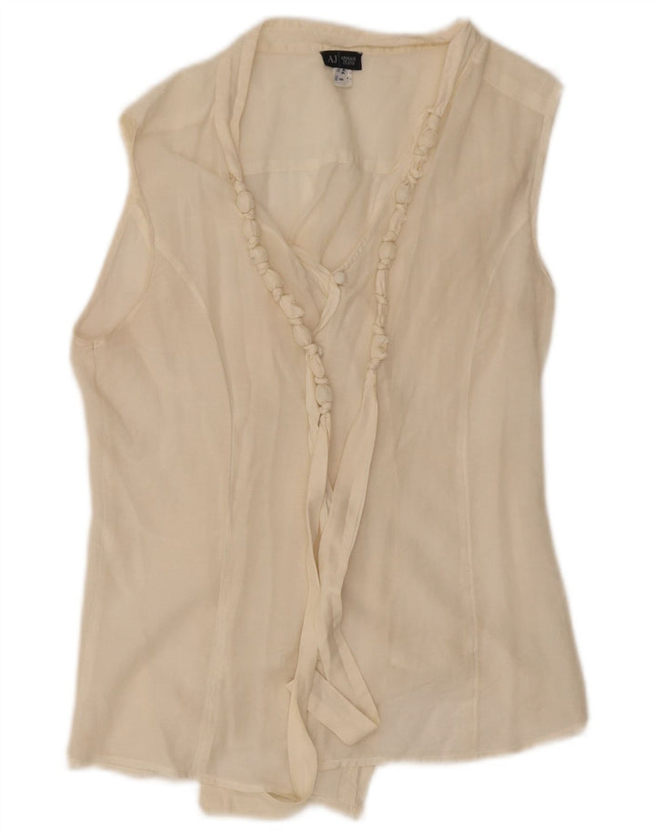 Armani Jeans Mujer Sin Mangas Ver A Través De La Parte Superior US 8 Mediano Blanco