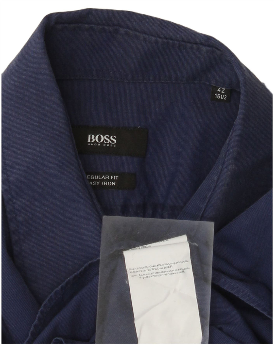 Hugo Boss Camisa de corte regular para hombre Talla 41 Grande Algodón azul marino