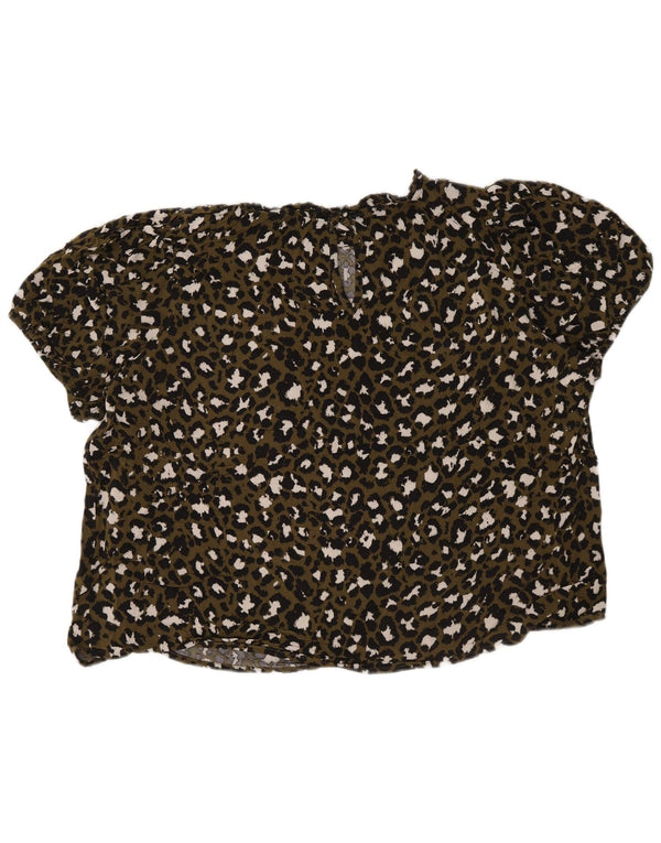Marks & Spencer Blusa para Mujer Top UK 22 3XL Caqui Estampado Animal Viscosa
