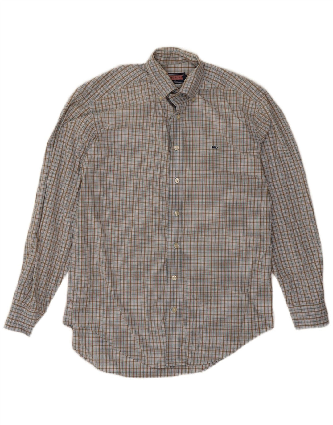 Vineyard Vines Camisa Hombre Algodón Vichy Azul Pequeño