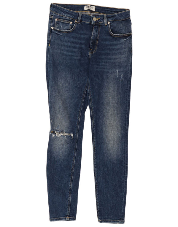 Zara Jeans Ajustados Desgastados para Mujer EU 38 Small W28 L27 Azul