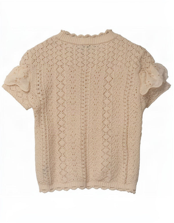 Zara Blusa De Ganchillo Para Mujer Top UK 12 Medium Off White Cotton