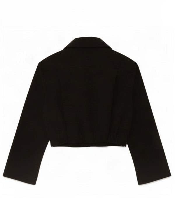Zara Blusa corta de manga 3/4 para mujer UK 6 XS Negro Poliéster