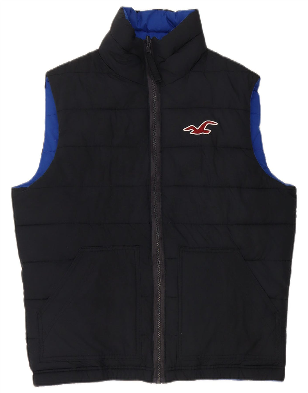 Chaleco acolchado reversible Hollister para hombre Reino Unido 38 Poliéster azul marino mediano