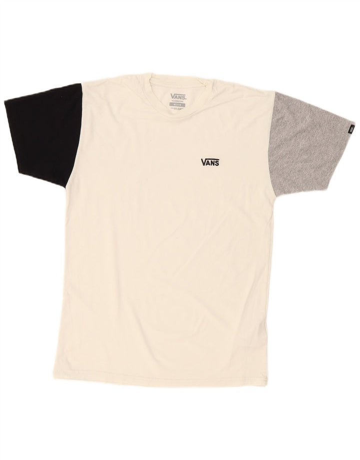 Vans Hombre Classic Fit Camiseta Top Medium Blanco Colorblock Algodón