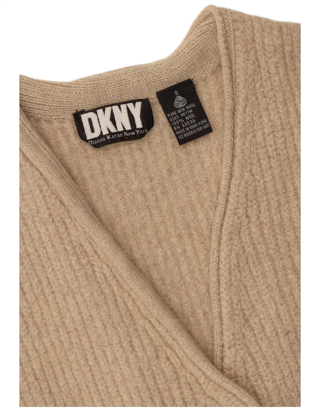 Dkny Suéter tipo cárdigan extragrande para mujer UK 10 Small Beige Wool