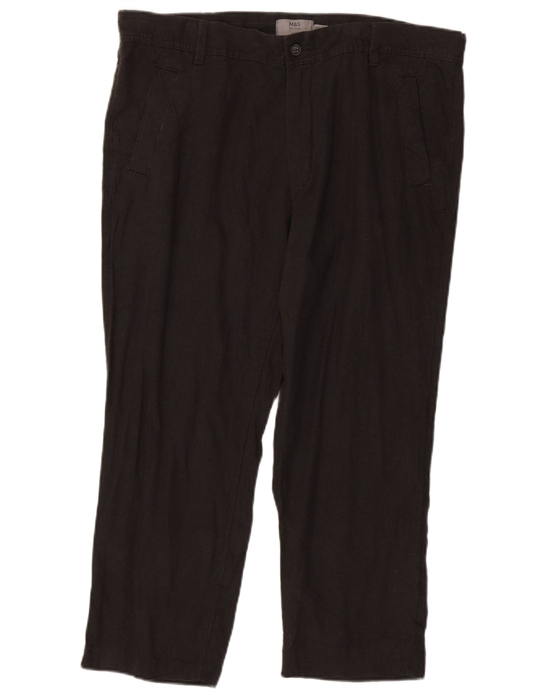 MARKS & SPENCER Pantalones chinos ajustados para hombre W36 L25 Lino gris