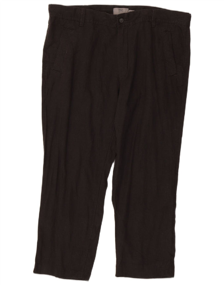 MARKS & SPENCER Pantalones chinos ajustados para hombre W36 L25 Lino gris