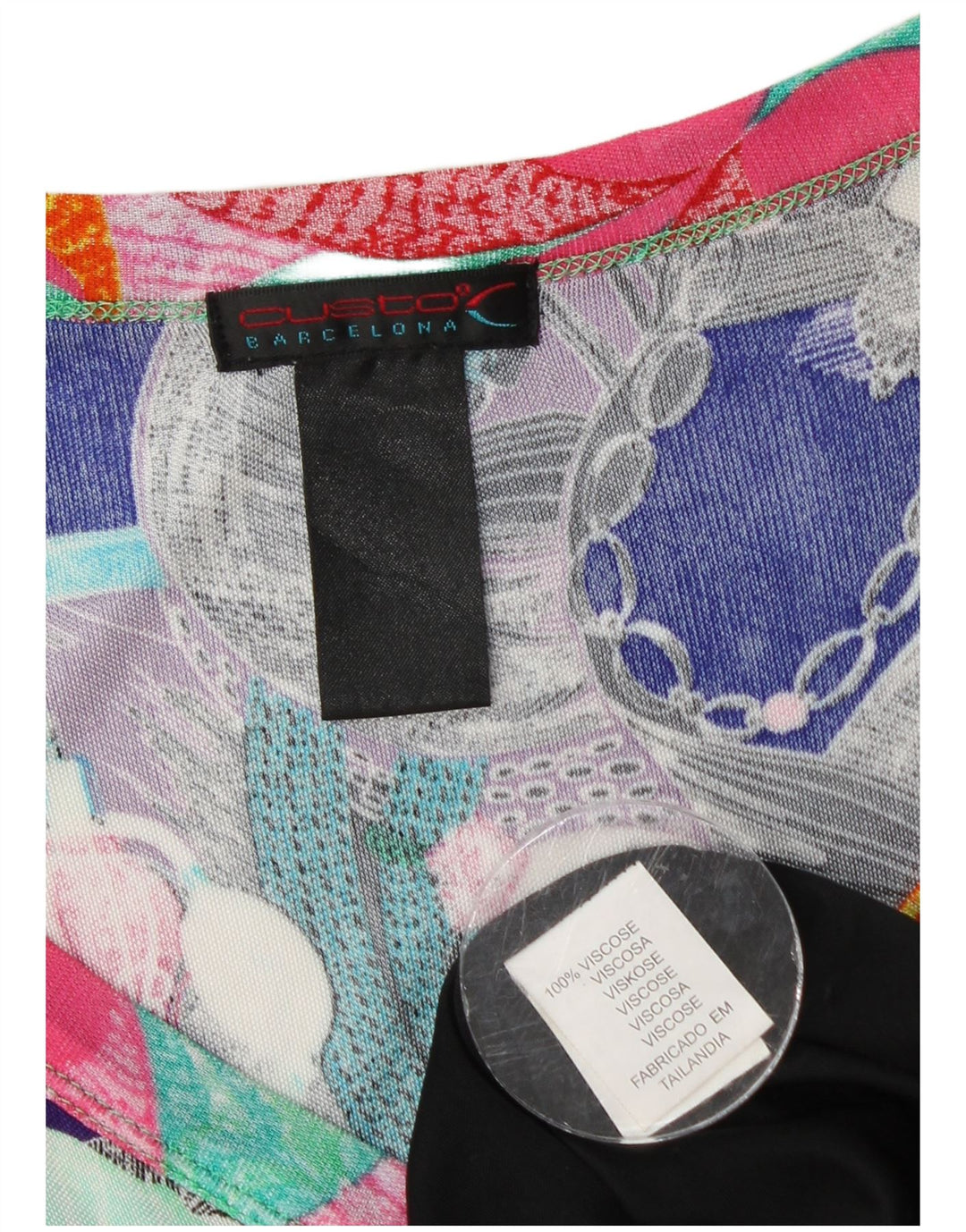 CUSTO BARCELONA Vestido acampanado con estampado abstracto para mujer UK 4 XS Púrpura