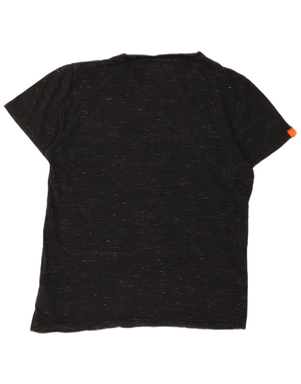 SUPERDRY Hombre Camiseta Top Medium Black Moteado De Algodón